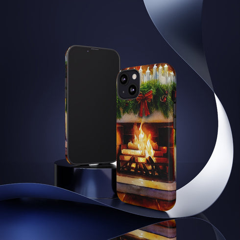 Candles on the Hearth Decorated for Christmas - Impact Resistant Phone Case